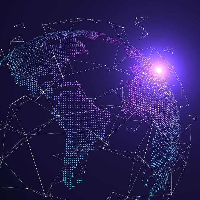 Imagem mostra representação do mundo rodeado pela Inteligência Artificial